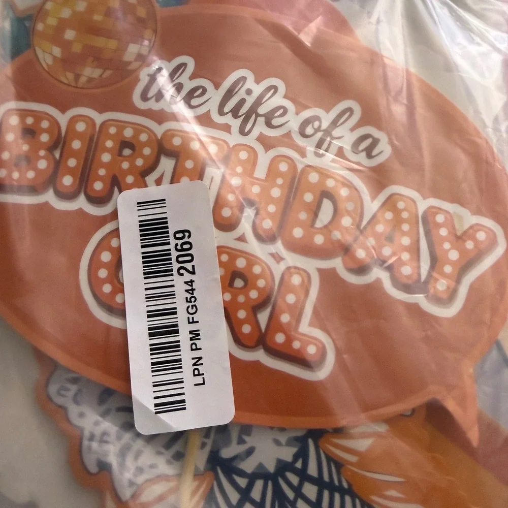 NWT 25pc Birthday Girl Showgirl Photo Booth Props Set Orange Music Party w Frame